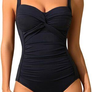 Hollypick one piece black tummy control bathing suit